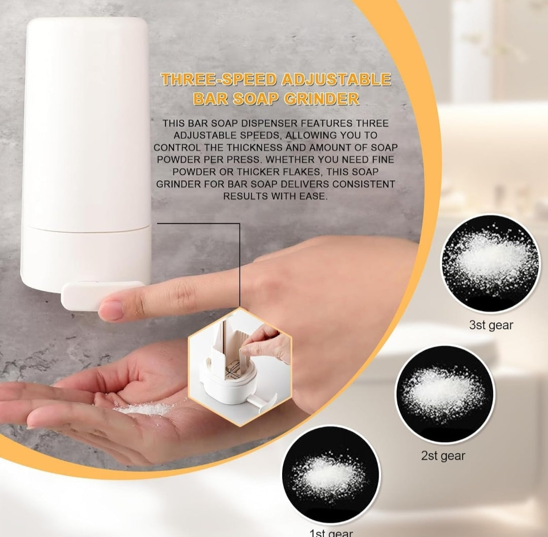 3-Speed Adjustable Soap Grinder Box – Waterproof, Dustproof & No-Drill Soap Dispenser for Handwashing & Laundry