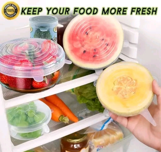 6-Pack Stretch Silicone Bowl Covers – Reusable, Airtight Food Storage Lids for Freshness (Microwave & Fridge Safe)"