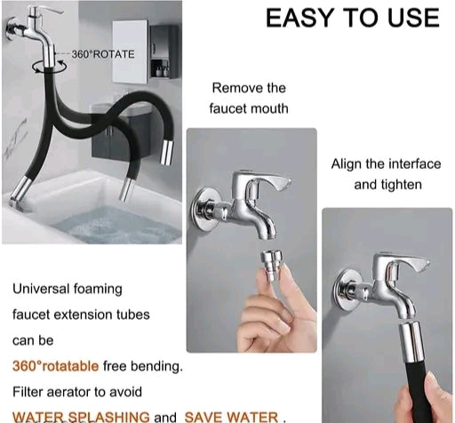 Universal 360° Rotatable Foaming Faucet Extension Tube – Anti-Splash, Water-Saving, Easy-Install Silicone Nozzle for Kitchen & Bathroom