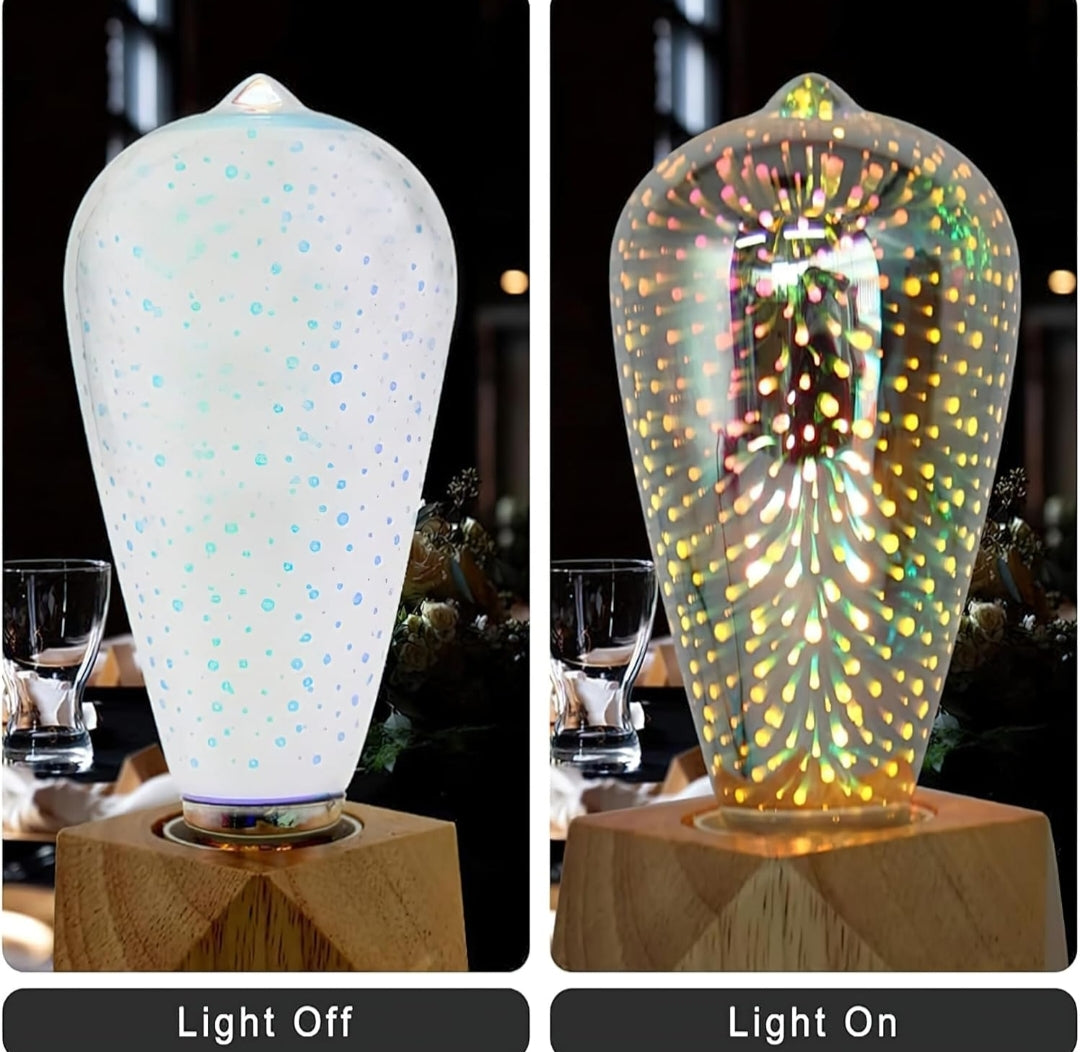 Vintage Edison Firework Glass LED Bulb – 360° High Brightness, E27/B22 Socket, Warm White 2200K-2400K (B22 Adapter Included)