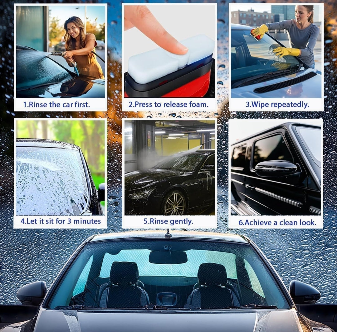 Upgrade Multi-Functional Oil Film Cleaning Brush – Windshield & Rearview Mirror Cleaner with 40z Detergent (Rain/Snow/Dust Defense)