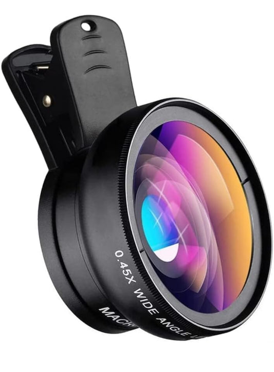 MACH 2-in-1 Phone Lens: 0.45X Ultra Wide Angle + 9.45X Macro Clip-On Kit – 80% Bigger Shots, Pro-Level Shots!