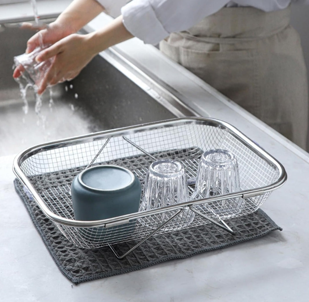 Stainless Steel Adjustable Sink Grid – Uniform Drainage for Washing Fruits, Vegetables & Dishes in Any Sink