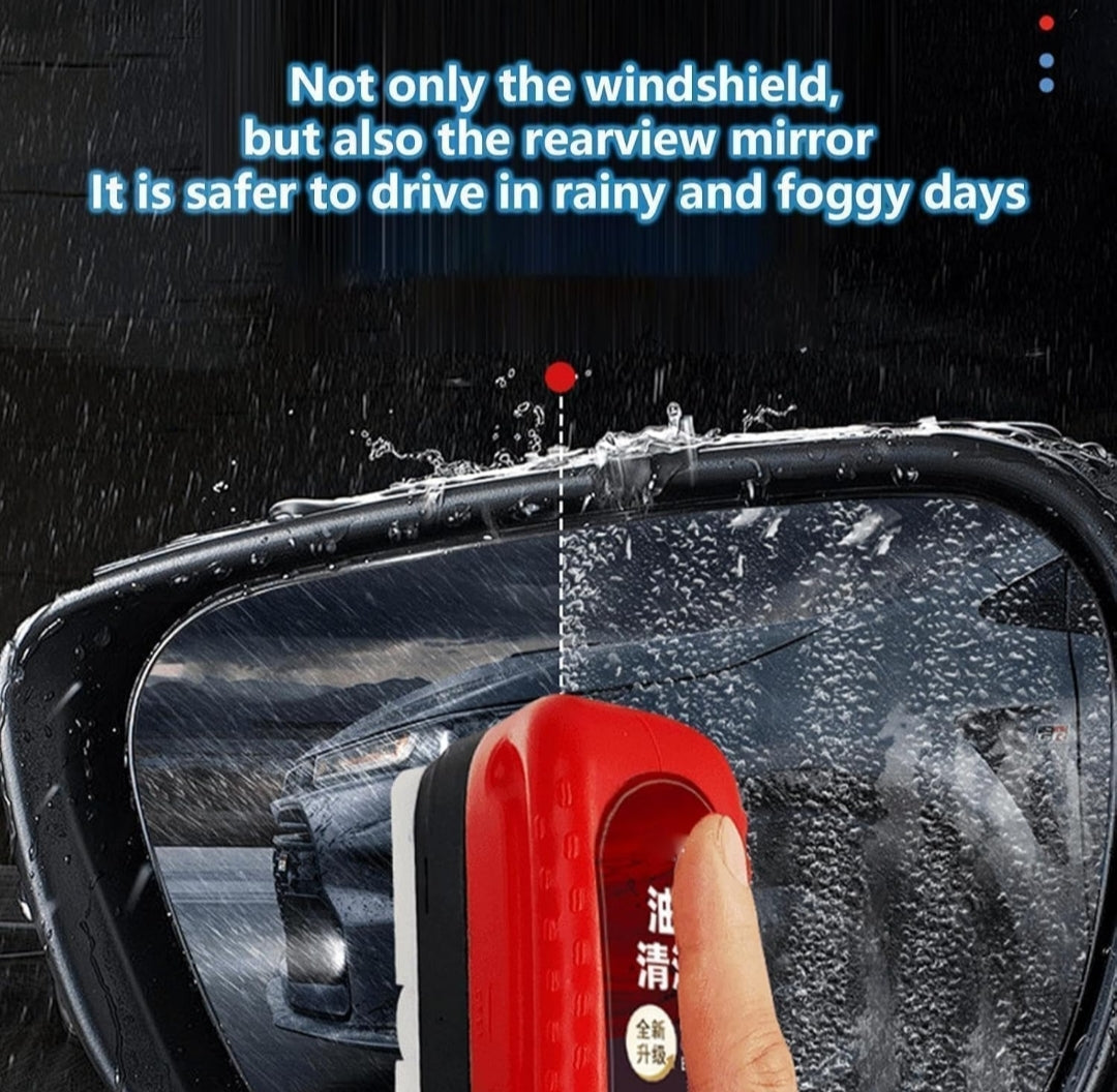 Upgrade Multi-Functional Oil Film Cleaning Brush – Windshield & Rearview Mirror Cleaner with 40z Detergent (Rain/Snow/Dust Defense)