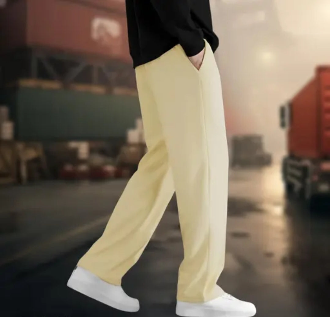 Men’s Straight Fit Pants – Cream | Classic Elegance Meets Comfort