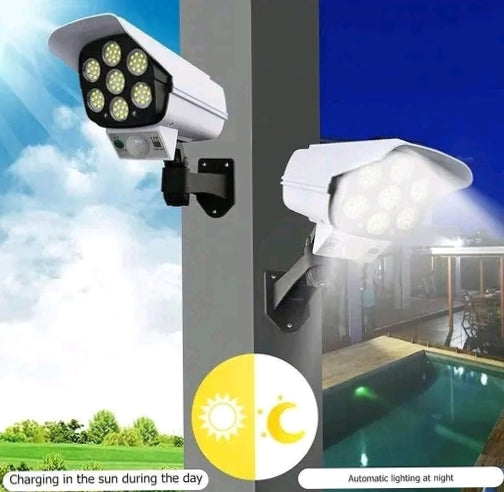 77 SMD LED Solar Security Light with Motion Sensor & Remote Control - Dummy Camera Design for Outdoor Wall Lamp