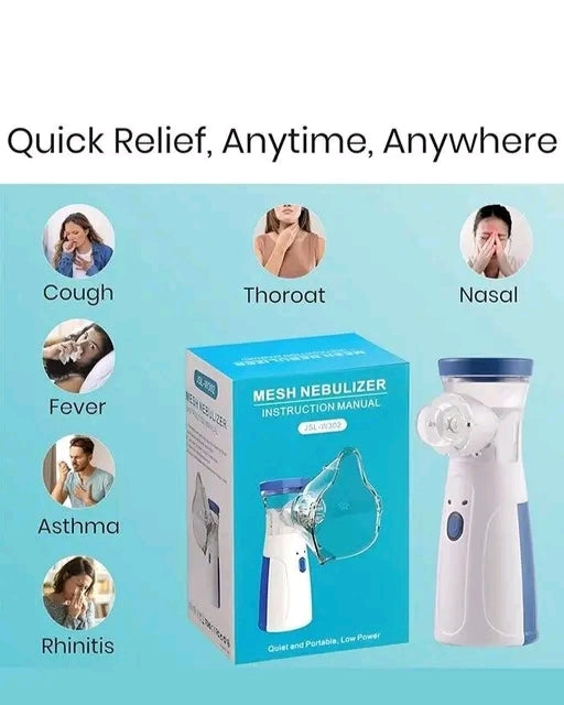 Portable Mesh Nebulizer Machine – Fast Relief for Cough, Asthma & Rhinitis | Includes Adult & Child Masks