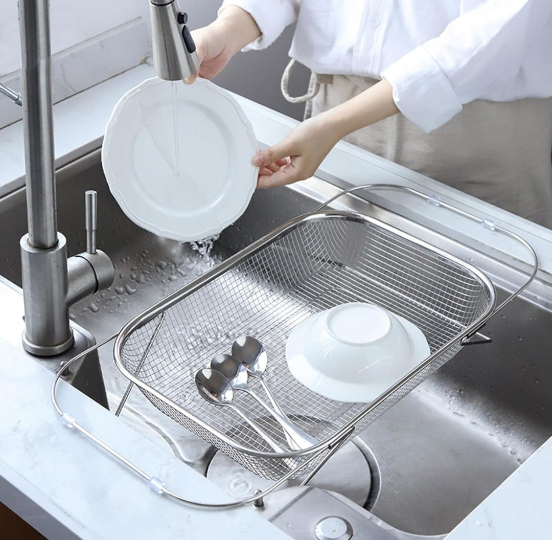 Stainless Steel Adjustable Sink Grid – Uniform Drainage for Washing Fruits, Vegetables & Dishes in Any Sink