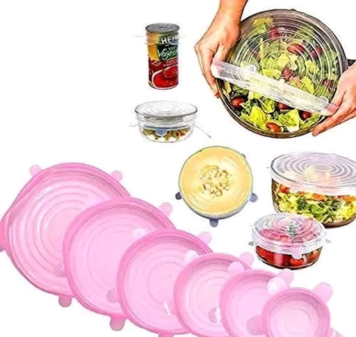 6-Pack Stretch Silicone Bowl Covers – Reusable, Airtight Food Storage Lids for Freshness (Microwave & Fridge Safe)"