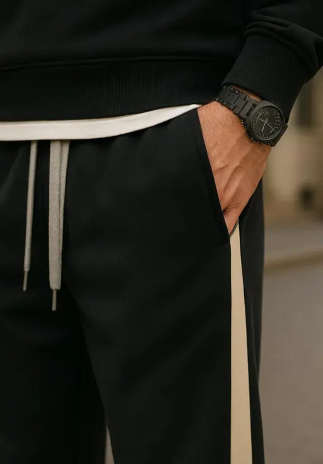 Men’s Baggy Cargo Pants – Black | Cotton Blend | Street-Ready Comfort