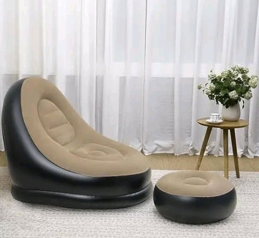 Inflatable Recliner Chair with Footstool – Portable Lounger for Ultimate Comfort