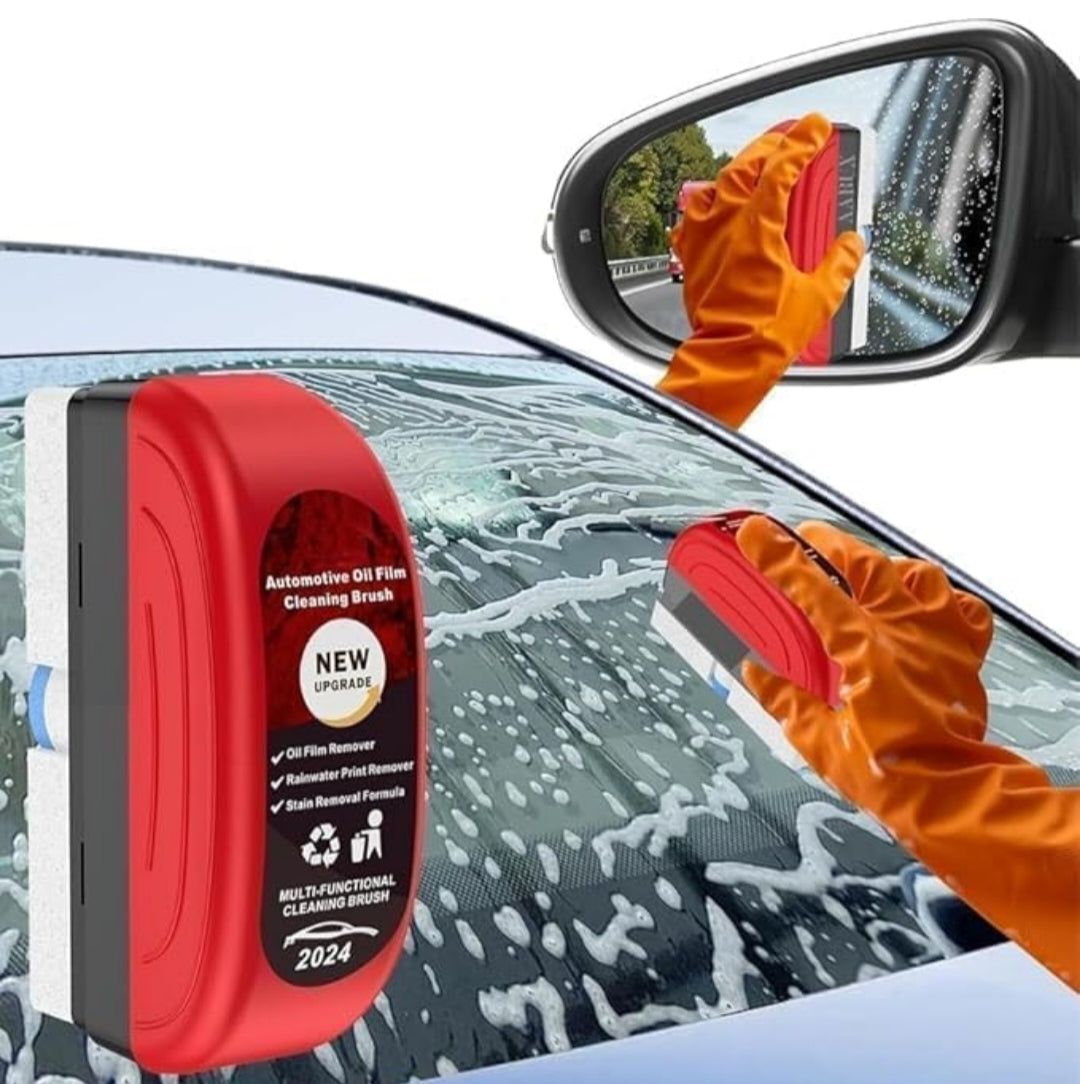Upgrade Multi-Functional Oil Film Cleaning Brush – Windshield & Rearview Mirror Cleaner with 40z Detergent (Rain/Snow/Dust Defense)