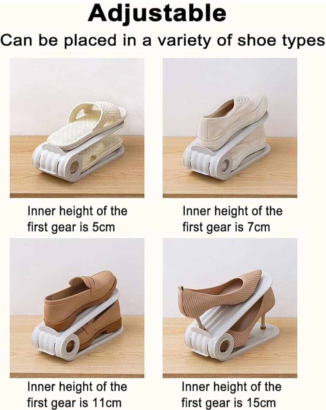 Adjustable Shoe Slots Organizer - Double Layer Space Saver for Closet & Rack Storage